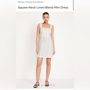 Linen stripped mini dress.